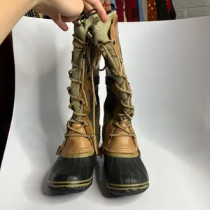 Sorel Conquest Carly tall boots tan olive green women's size 7.5 trendy winter‎ thumbnail 3