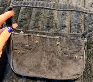 90’s Little Charcoal Suede Mini Bag with Brass Studs thumbnail 1