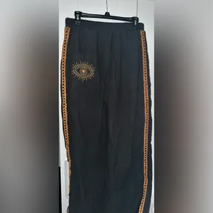 New Evil Eye Boho Wide Leg Pants In Black & Tan Combo thumbnail 6