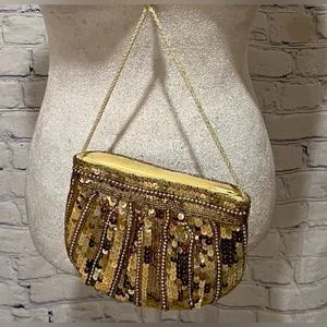 Magid Gold Beaded Sequin Evening Bag NWT thumbnail 3