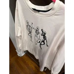 Jane & Delancey Women's Embellished Dancing‎ Skeletons Pullover Size 1XL ivory thumbnail 2