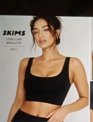Skims Square Scoop Longline Bralette Seamless Onyx Black Womens Large thumbnail 1