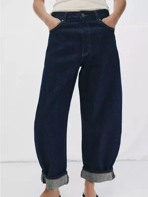 ZARA Wide-Leg Dark Blue Women’s Jeans thumbnail 2