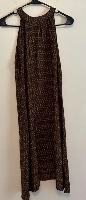 Earthbound Trading Co Dress Large Burgundy Floral Midi Hippie Boho Granola thumbnail 1