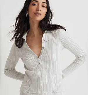 Madewell x Aimee Song Shimmer Polo Sweater Size XS thumbnail 2
