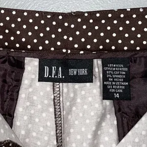 DFA New York Size 14 Dark Brown Polka Dot High Waisted Bermuda Shorts Preppy thumbnail 6