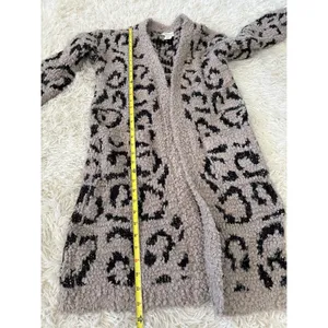 Rachel Zoe Leopard Print‎ Cozy Long Cardigan Sweater Womens Medium Open Front thumbnail 6