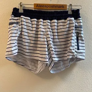 Lululemon quiet stripe shorts‎ size 4 navy white speed short RARE! thumbnail 5
