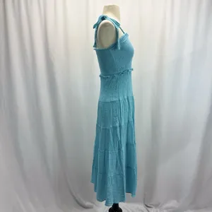 Altar’d State Floral Tiered Midi Sun Dress S Blue Green Tie Strap Smocked Bodice thumbnail 6