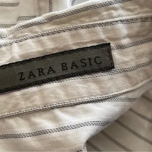 ZARA | Pinstriped Poplin Button Down Shirt Sz XS thumbnail 7