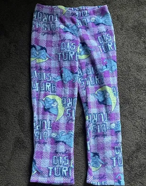 Disney sleepy Eeyore purple do not disturb fuzzy pajama top and bottoms M thumbnail 9