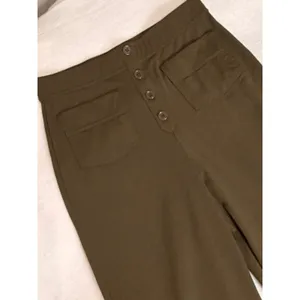 Halara Olive Green Wide Leg Pull On Dress Pants Large Patch Pockets Casual SOFT thumbnail 7