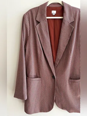 a new day Women’s Oversized Fall Blazer, Brown Plaid, Size XXL thumbnail 3