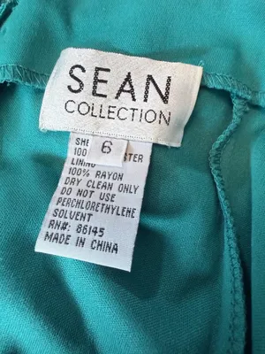 Y2K Sean Collection Beaded Teal Green Cutout Mermaid Trumpet Gown Sz 6 thumbnail 2