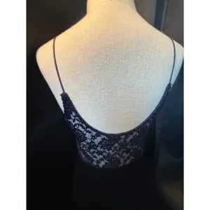 Intimately Free People Navy Blue Crushed Velvet Lace Trim Slip Dress Sm OB690264 thumbnail 5