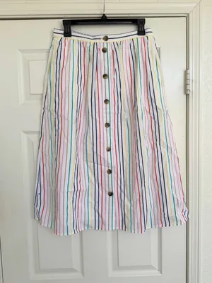 J. Crew Stripe Colorful Midi Skirt Size M thumbnail 2