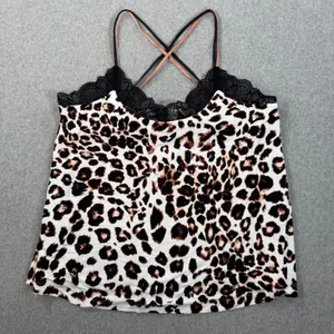 Soma Leopard Print Camisole Lounge Top Women's XL Criss Cross Double Strap thumbnail 1