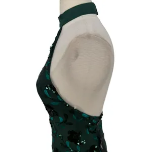 NWT Lulus Emerald Green Sequin Floral Halter Backless Mini Dress Size Small thumbnail 9