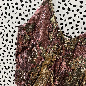 TopShop Pink Gold Flip Sequins V Neck Crop Cami Top 6 thumbnail 3