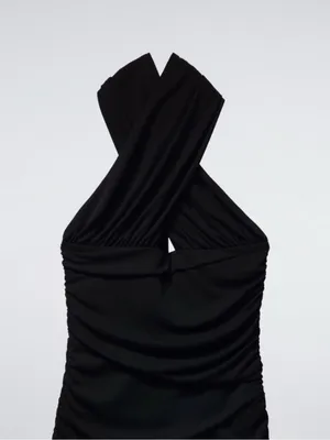Zara Convertible Halter Top Black Mini Dress Size M thumbnail 3