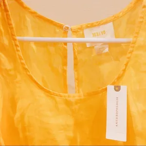 Anthropologie Yellow linen tank top thumbnail 5