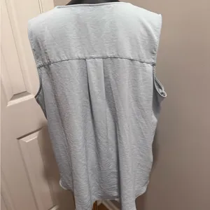 Primark Sky Blue V-Neck Blouse thumbnail 3
