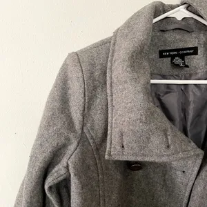 New York‎ & Co gray peacoat comfortable warm winter fall style pockets double Size 2 thumbnail 2