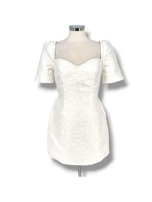 Elliatt Feminise Textured Puff Sleeve Sweeetheart Mini Dress White Size XL thumbnail 12