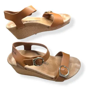 Papillio Birkenstock Wedge Sandals Brown Soley Leather Coastal Boho Womens 39 thumbnail 2