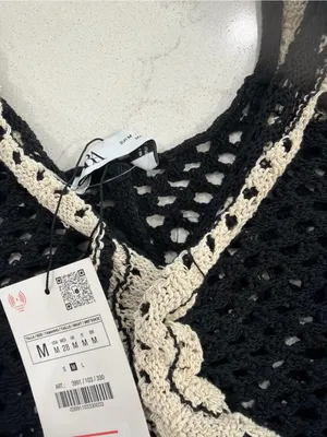 Zara Black Crochet Tank with Cream Ruffle Trim thumbnail 4