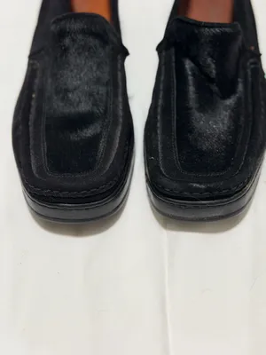 Harold Powell Black Suede and Calf Hair Moccasin Loafers Made in Italy thumbnail 2