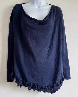 Lilly‎ Pulitzer Navy Blue Tassel Hem Sweater XS Cotton Lightweight Knit preppy thumbnail 1