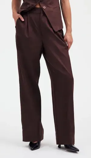 Madewell Slouchy Straight Pant Drapey Twill Wide Leg Trousers Linen Brown Size 6 thumbnail 1