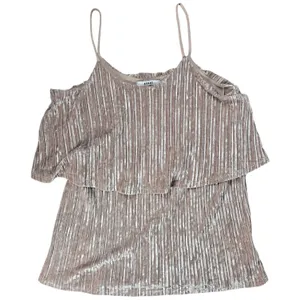 RO&DE Womens‎ Velvet Cold Shoulder Tiered Cami Top Size S Made in USA thumbnail 1
