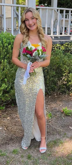 Prom Dress Silver Size XS thumbnail 1