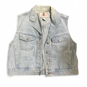 Vintage Levi's 76905-5611 Big W Black Tab Denim Vest Women's‎ L 90s Light Wash thumbnail 1