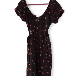 Black cut out Milk maid cottage core strawberry print dress thumbnail 5