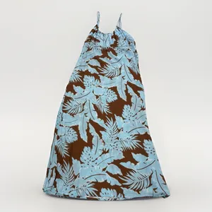 MINKPINK Dress Size Large Midi Tropical Spaghetti Strap Blue Brown thumbnail 2