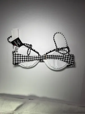 Salt + Cove Black and White Gingham Bikini Top - Small thumbnail 4