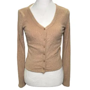 Hollister Camel Brown Fuzzy Soft Cardigan Sweater Small Cozy‎ Soft thumbnail 2