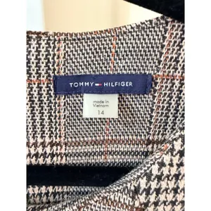 Tommy Hilfiger Glen Plaid Faux Leather Trim Sheath Dress Brown Orange Size 14 thumbnail 4