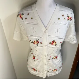Vintage Northern Reflections Floral Embroidered Cardigan Cottagecore‎ Sweater M thumbnail 3