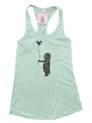 NWT Boutique Custom made Darth Vader Mickey Balloon Mint Racerback Tank Top XS thumbnail 1