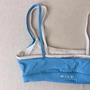 Wilo The Label Layered Activewear Sports Bra Crop Top Women Large Blue White thumbnail 8