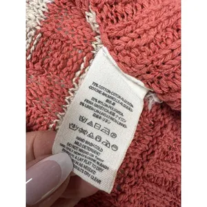 Free People Sweater Womens S Orange White Striped Crop Boxy Cap Sleeve‎ Beachy thumbnail 7