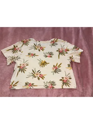 Vans Tropical Palm Leaf Flower Cropped T-Shirt thumbnail 3