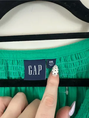 GAP Green V-Neck Crinkle Gauze Tiered Mini Women's Dress Size XXL thumbnail 5