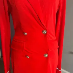 Women’s Red Double-Breasted Long Sleeve Jacket Dress **Size M Runs SMALL NWOT thumbnail 6