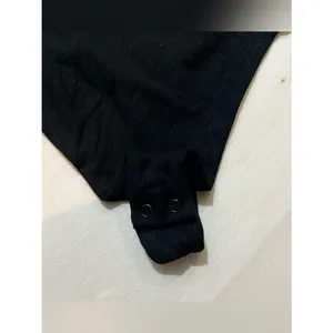 Naked Wardrobe NEW Women Black Spaghetti Strap Ribbed Knit Bodysuit thumbnail 7