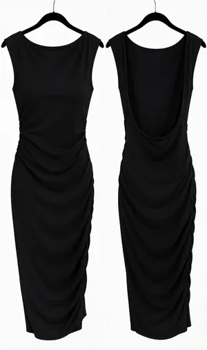 Black Open Back Bodycon Midi Dress Size M thumbnail 2